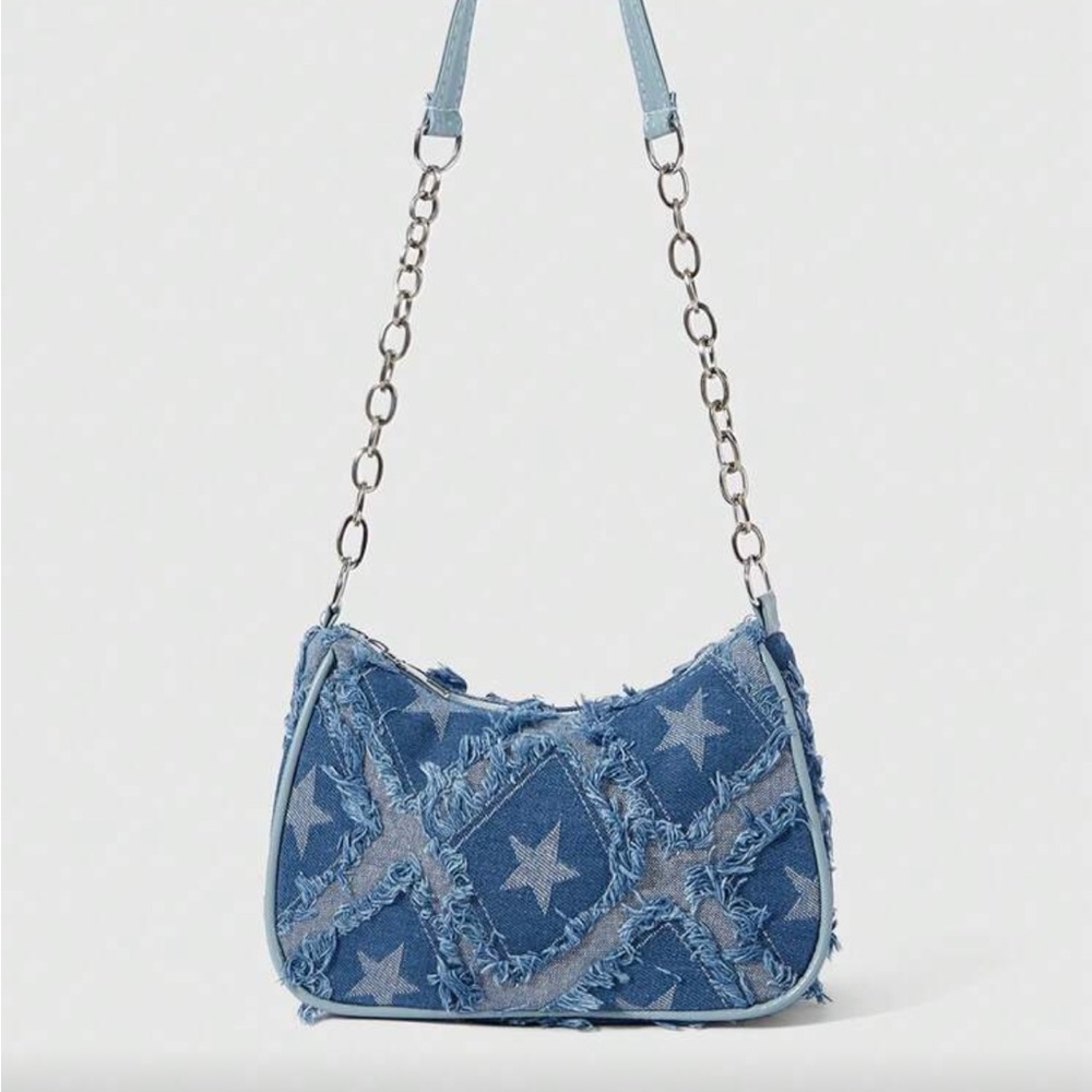 ⚠️Clearance Blue Denim Star Pattern Chain Shoulder Bag